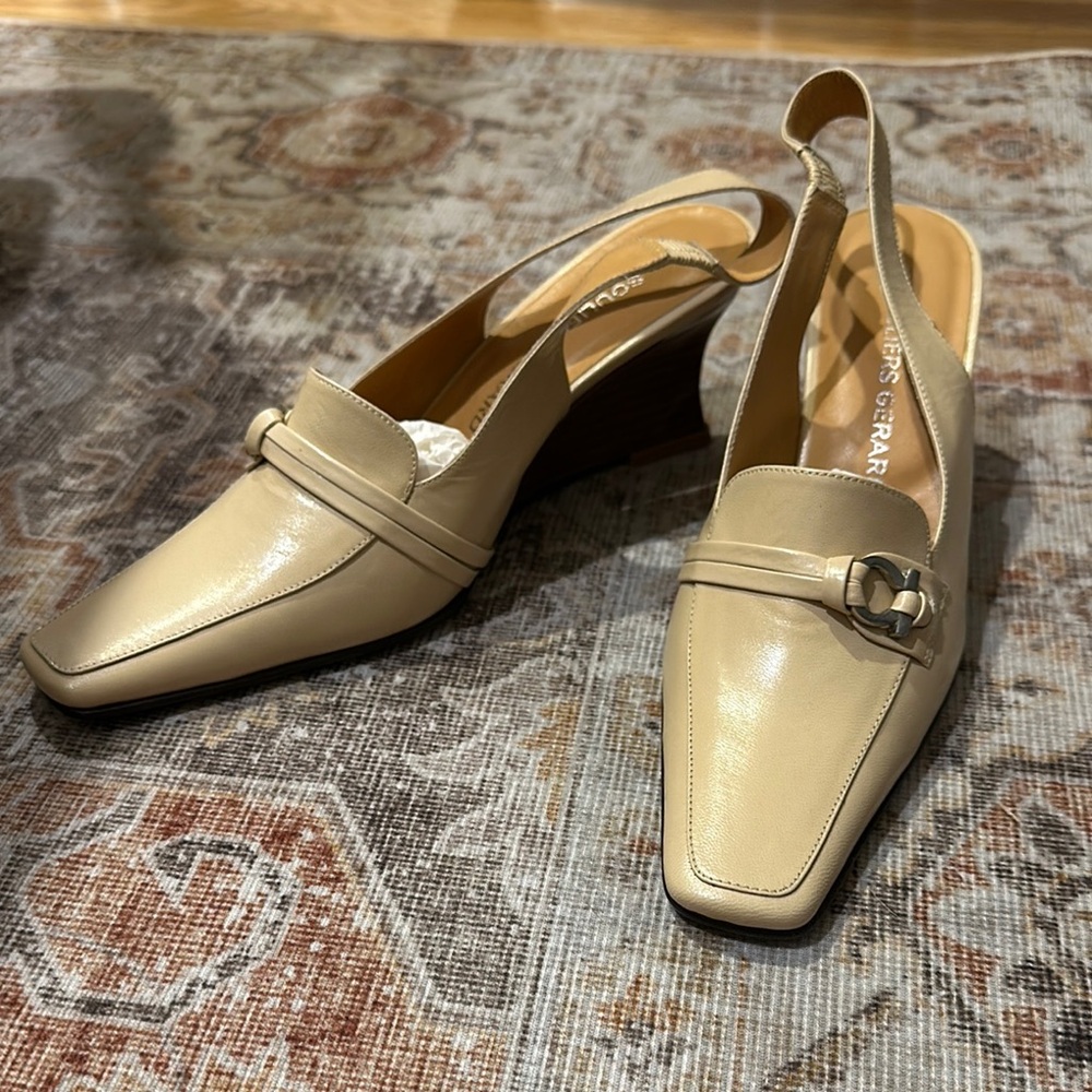 Charles & Keith Cream Mules with Square Toe